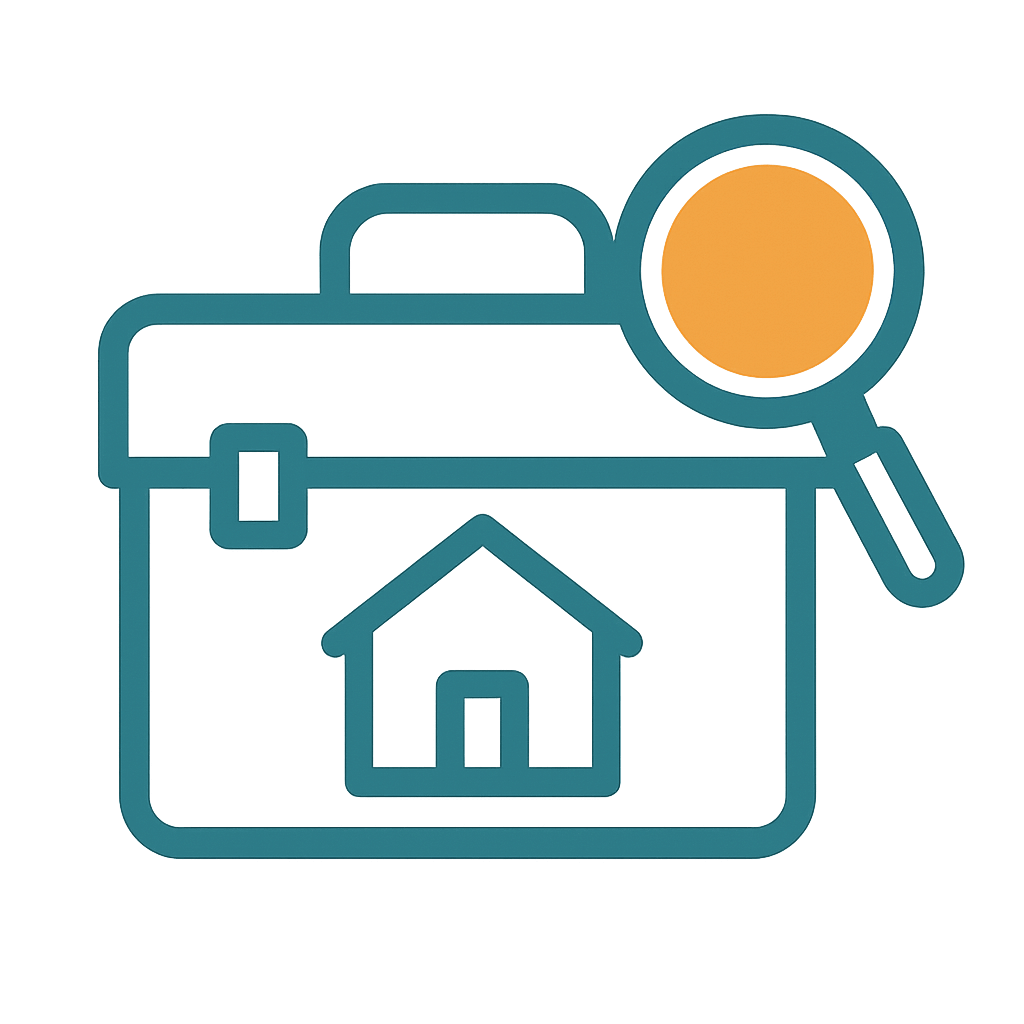 Home inspection toolbox with magnifying glass, Fully licensed and insured Home Inspectors in Bergen County, NJ. Owned by Herman Andrade, Saddle Brook, NJ.