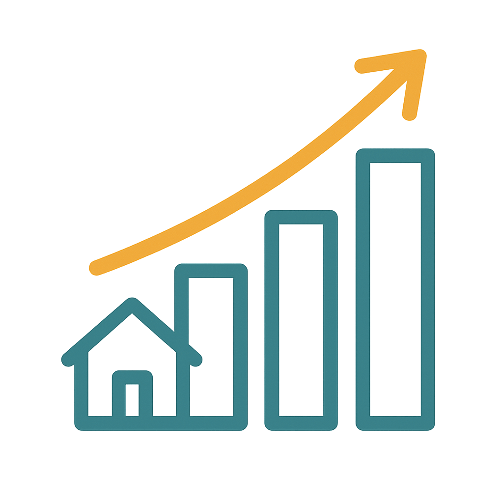 Rising home values graph, symbolizing growth and investment. Fully licensed and insured Home Inspectors in Bergen County, NJ. Owned by Herman Andrade, a mechanical engineer that is dedicated to home inspections.